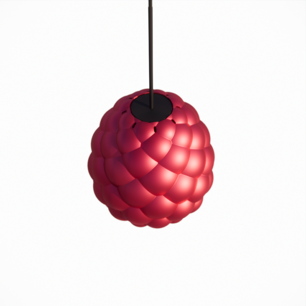 Dessert light- 3D Druck Pendelleuchte rot mit Struktur in Form einer Himbeere